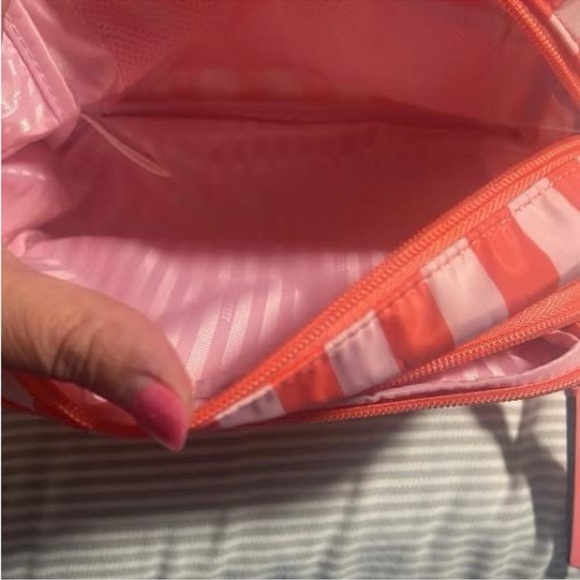 Victoria's Secret Coral Striped Cosmetic Bag Set - Picture 4 of 5